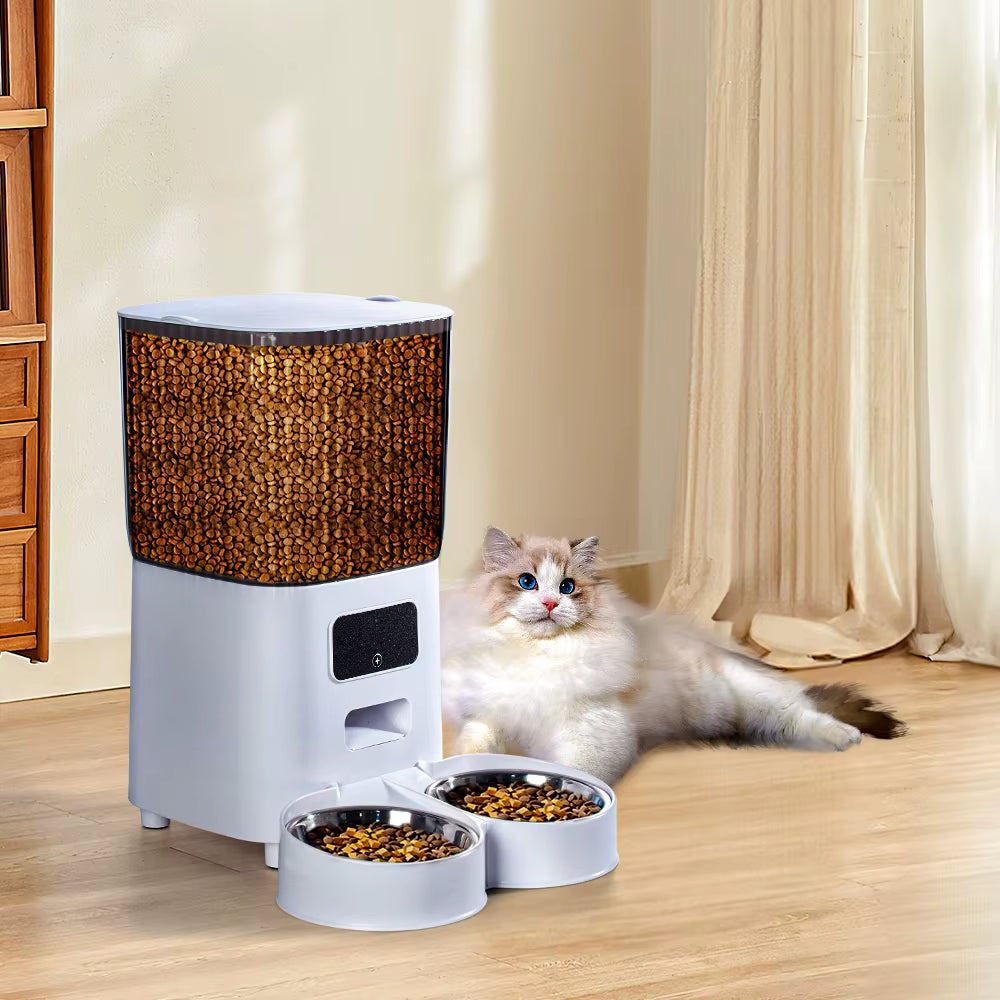 5L Dual Bowl Power Smart Pet Feeder Key Video Monitoring Cats and Dogs Automatic Timed Distribution Feeding