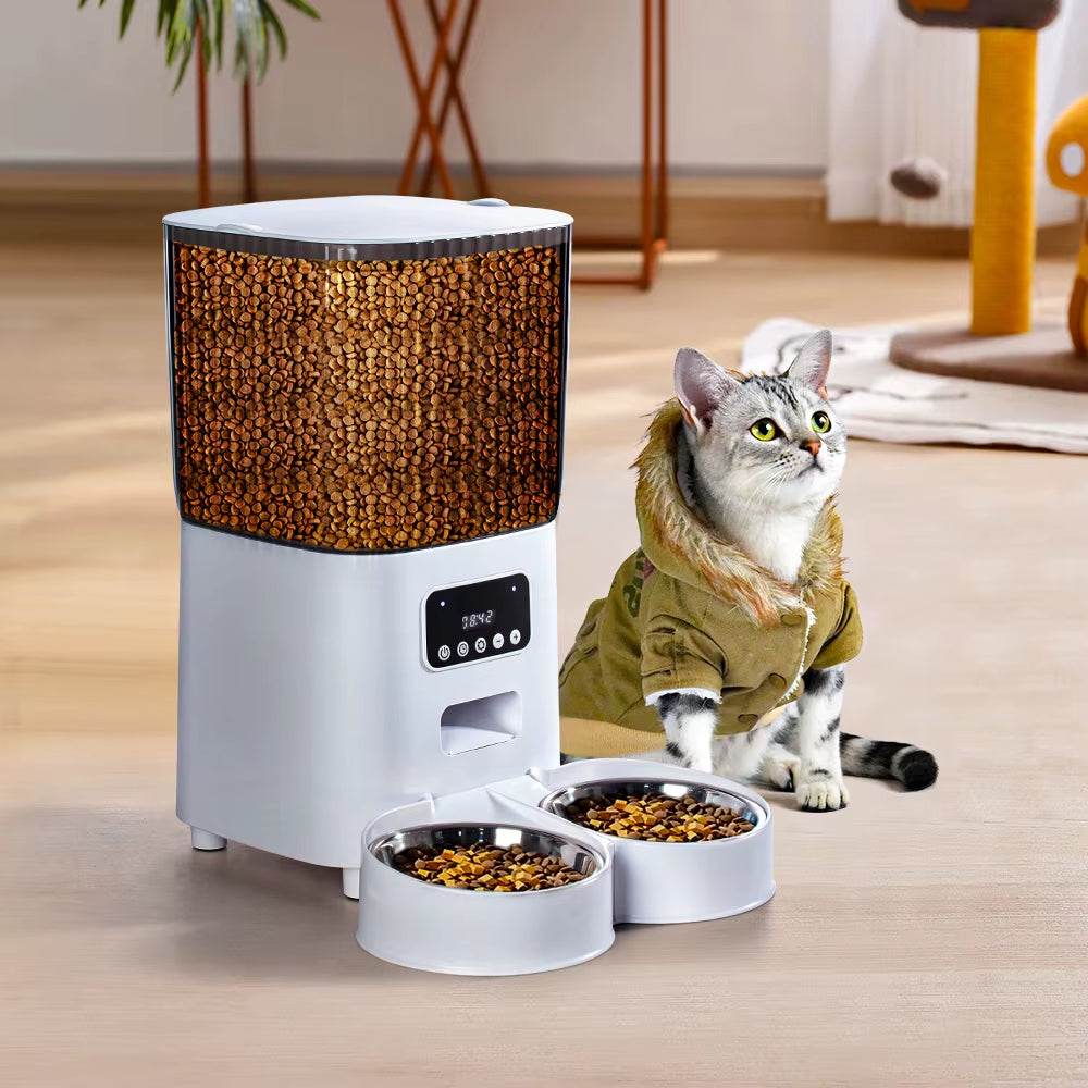 5L Dual Bowl Power Smart Pet Feeder Key Video Monitoring Cats and Dogs Automatic Timed Distribution Feeding