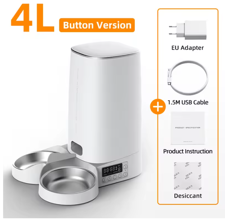 Smart WiFi Pet Feeder – App-Controlled Auto Food Dispense ( 4L, single, double bowl)