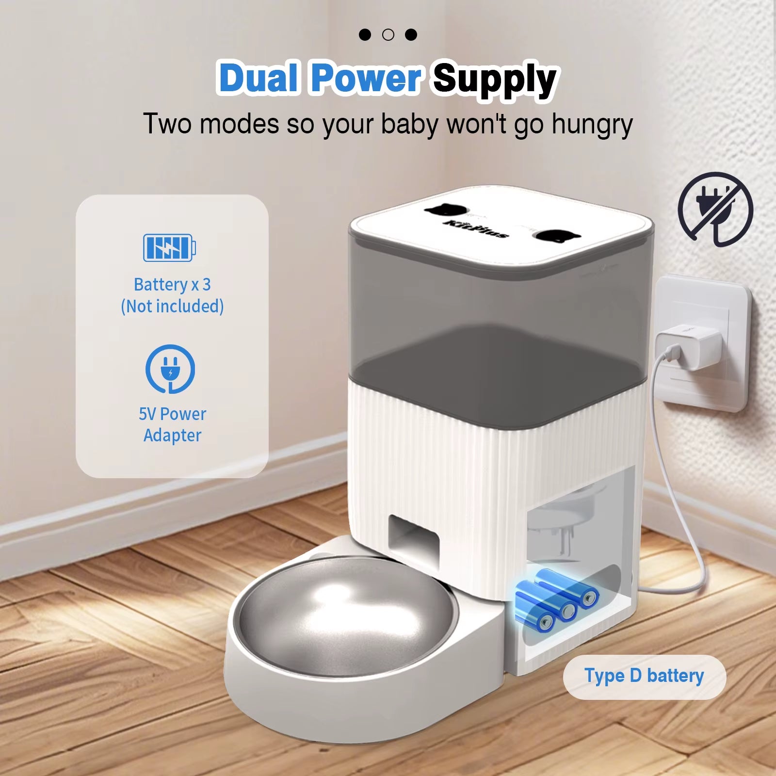 Automatic Cat Feeder, APP Control, Dog Feeder Automatic with Timer, Cat Food Dispenser, Locked Lid, Feeding＆Recordi
