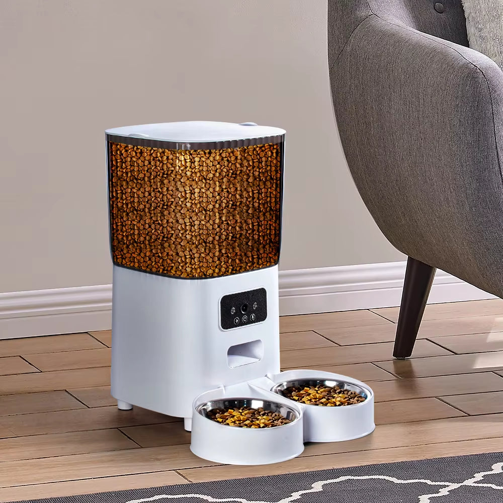 5L Dual Bowl Power Smart Pet Feeder Key Video Monitoring Cats and Dogs Automatic Timed Distribution Feeding